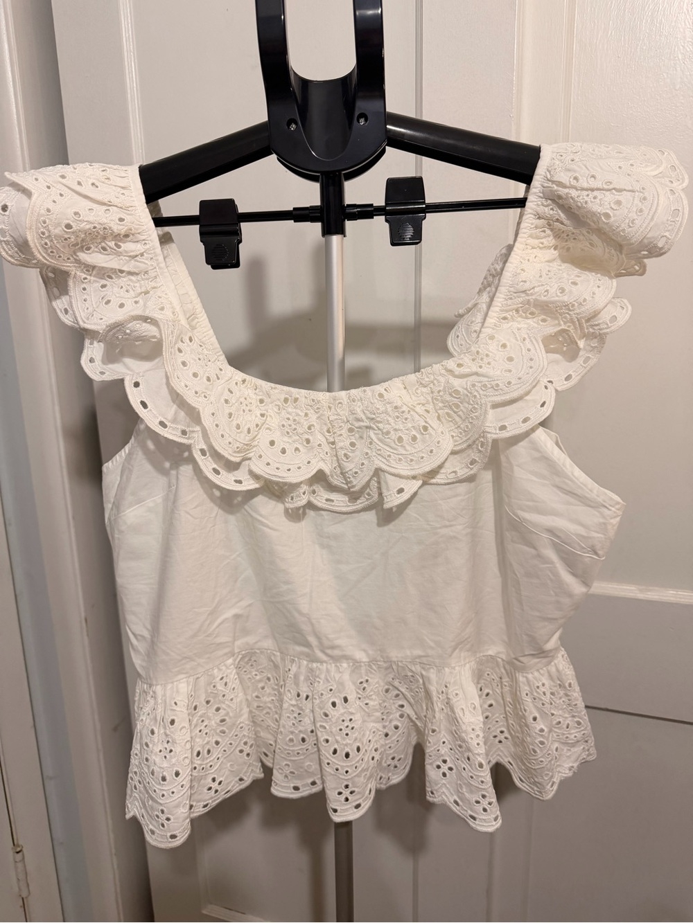Express White Eyelet Ruffle Tank Top